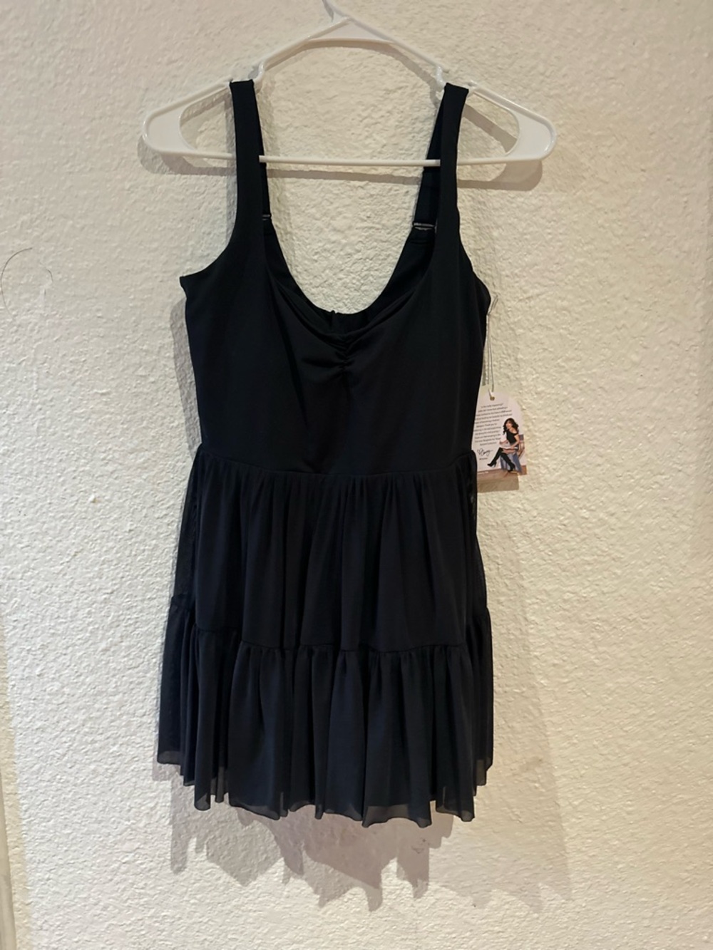 Women’s Black Tiered Mini Dress with Scoop Neck